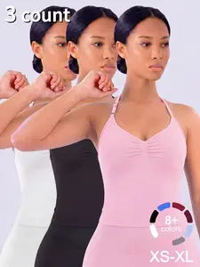 1/2/3 PCS Women's Yoga Halter Neck Tank Top Removable Pads,Three-Layer Seamless Backless Tank Tops Athletic Tops Activewear Casual Solid Color Soft All Seasons Wear Yoga Gymwear Tanks  Workout Sportswear Outdoor Running Tops