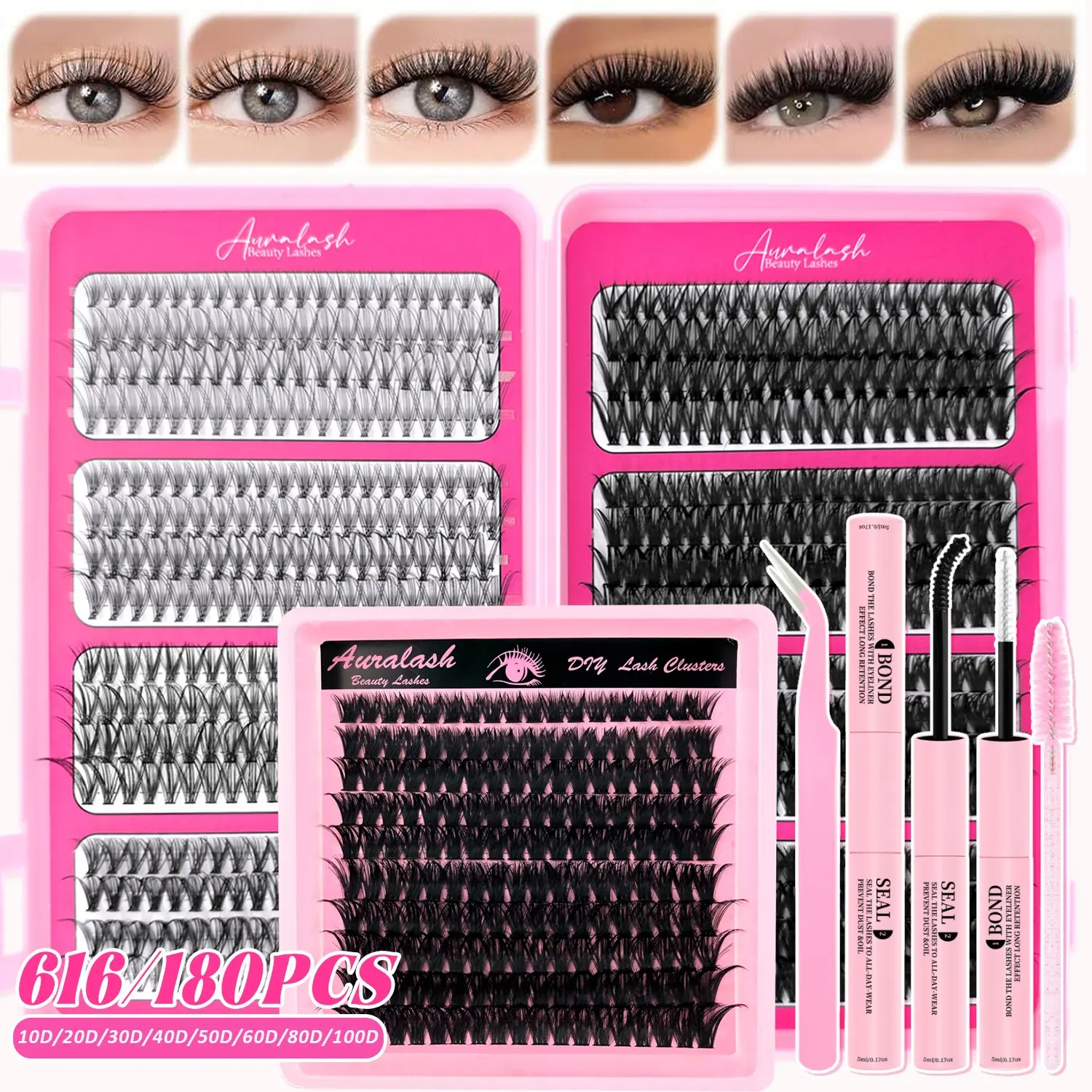 D Volume Lash Clusters False Eyelashes Mixed Set, 10D-100D, 80D , Natural Voluminous, High-Quality DIY, Reusable, Easy to Apply, Comfortable Wear