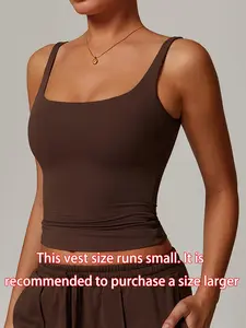 Women's Solid Stretch Sports Bra, Breathable Comfortable Sports Vest with Removable Chest Pad, Ladies Sportswear for Indoor Outdoor Wear