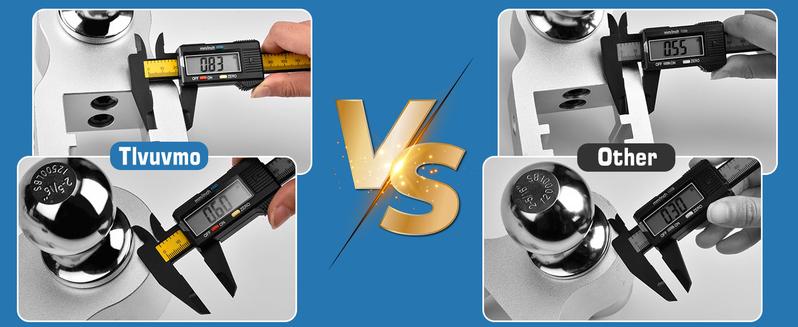 Adjustable Trailer Hitch, 8 Inch Drop Hitch Ball Mount (Fits 2-Inch Receiver), 12,500 LBS GTW, (2" & 2-5/16") Chrome Plated Steels Balls, Aluminum Tow Hitches with Two Anti-Theft Pins Locks