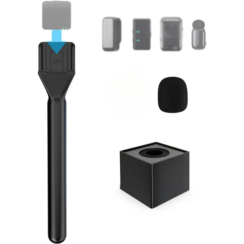 Mic Handle for DJI Mic Mini/2/3, RODE Wireless GO 2/3, Hollyland Lark M1/C1, BOYA Mini & More, Wireless Lavalier Microphone Holder with Secure Attachment for Interviews, Vlogging, YouTube, TikTok, Reporting, Recording