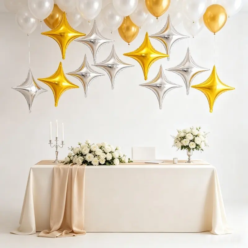 10pcs Silver Color Star Aluminum Balloon Set, Reusable Thick Aluminum Film, Perfect for Birthday Wedding New Year Graduation Anniversary Decorations