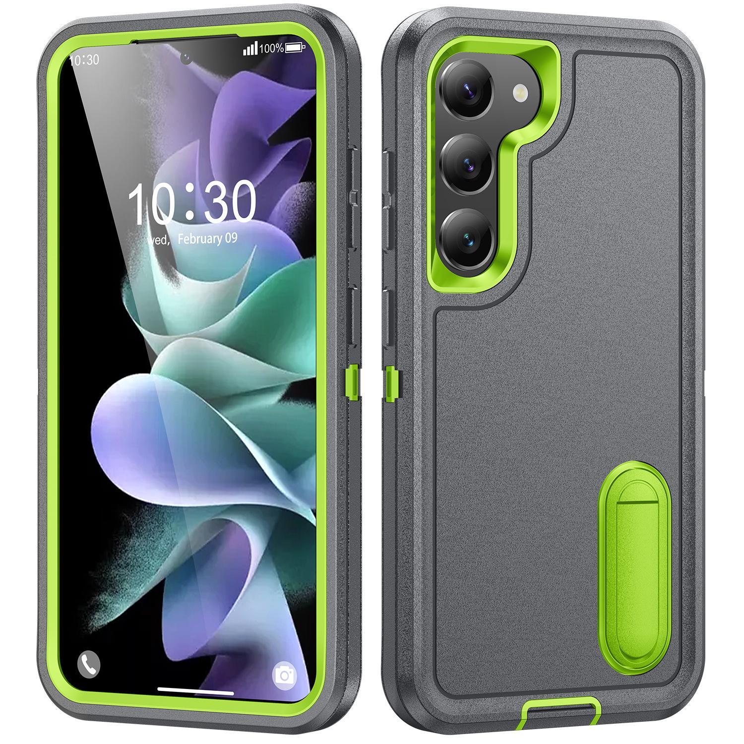 Protective Phone Case with Built-in Kickstand for Samsung Galaxy S24 Ultra 5G, Heavy Duty Rugged Shockproof Defender Cover
