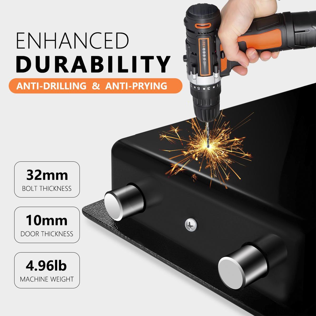 1pc Money Safe Box for Home with Sensor Light & Money Bag, Security Safe Box for Money Safe with Keys & Pass Code, Lock Box with Digital Keypad (Black and Silvery)