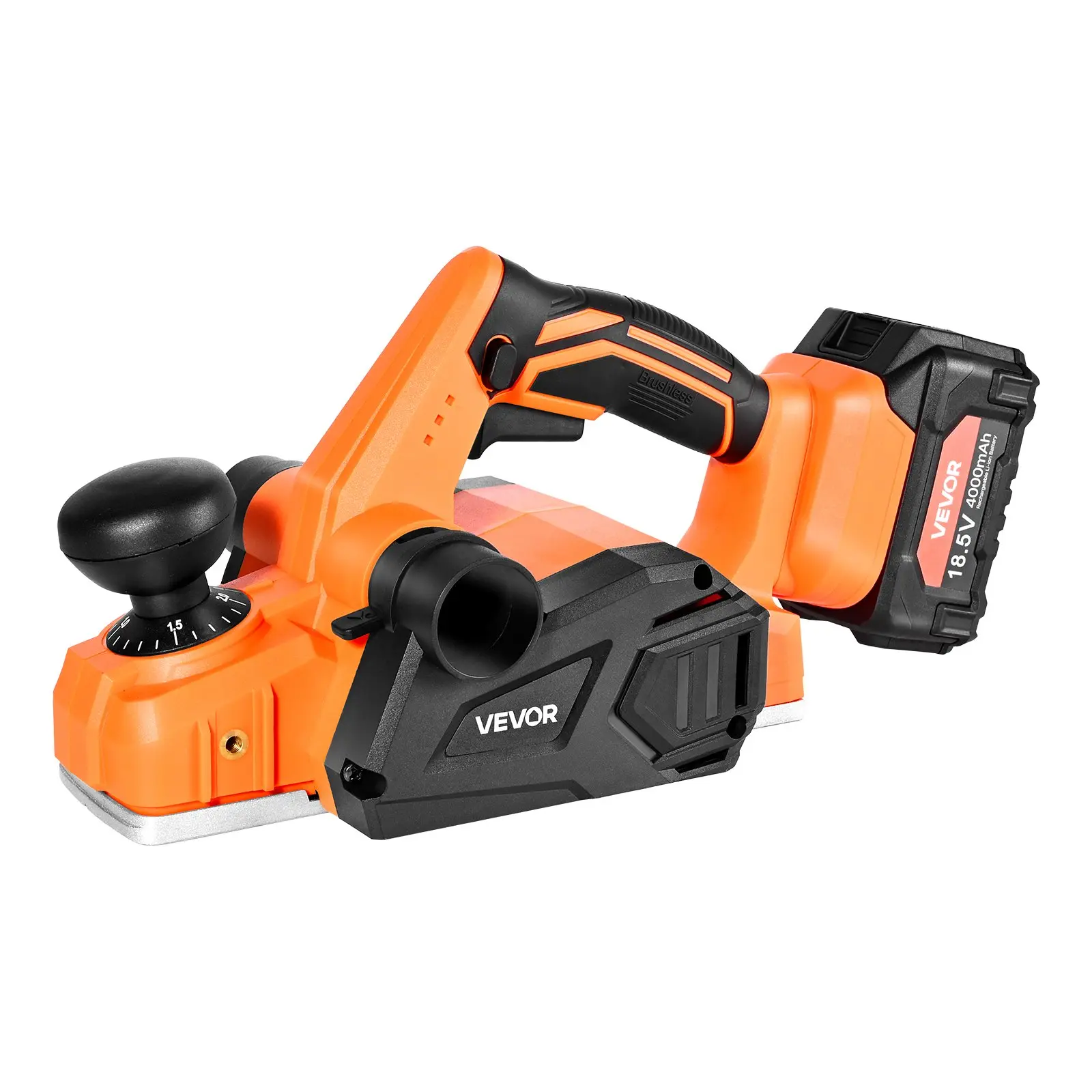 【DealsForYouDays】VEVOR Cordless Handheld Planer, 3-1/4-Inch Cut Width, 15000 RPM Electric Hand Wood Planer with 4.0 Ah 18V Lithium Battery, Brushless Motor, Adjustable Cut Depth, Dust Collection Bag, for Woodworking