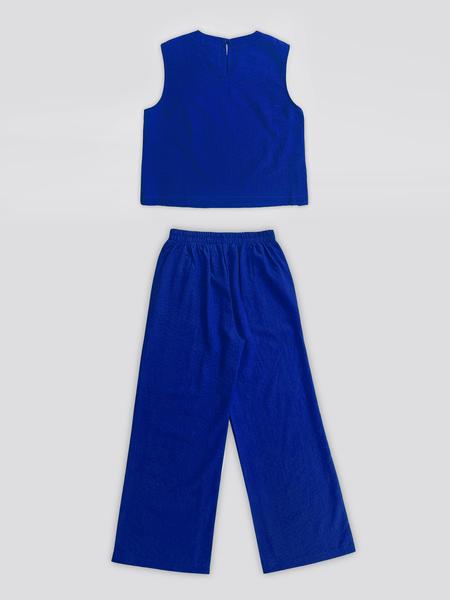 Elegant Solid Two-Piece Set, Loose-Fitting Sleeveless Top and Wide-Leg Pants with Pockets, Comfortable for Summer Travel and All Seasons