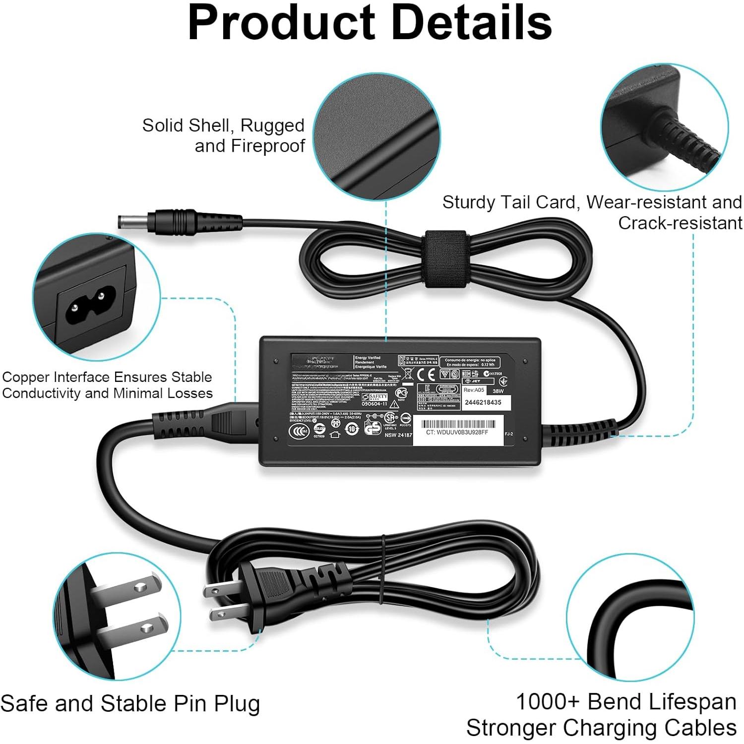 OPUUENT Charger for Harman Kardon Onyx Studio 8 7 6 5 4 3 2 1   Portable Speaker Compatible with Harman Kardon Charger 19V 38W AC Charger Fast Replacement Power Adapter