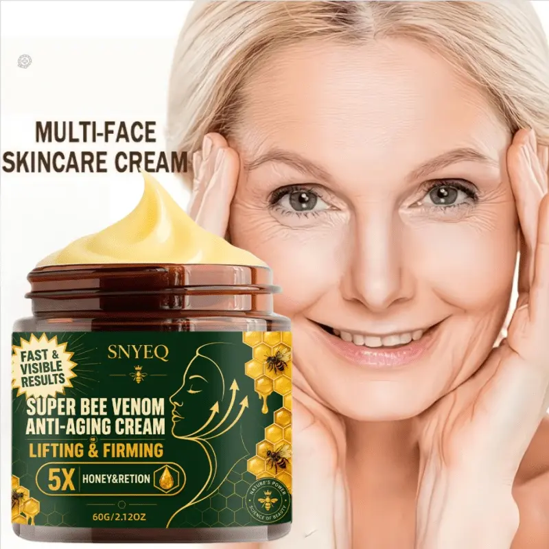 SUPER BEE VENOM CREAM, FAST & VISIBLE RESULTS, Suitable for Sagging Skin and Facial Wrinkles, Helps the Face Appear More Firm, Lightens Dry Lines, Minimizes Signs of Aging, Provides Powerful Firming, Skin Care