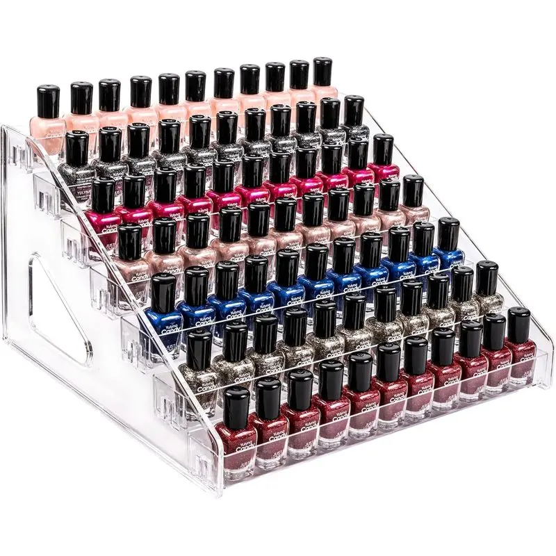 Clear Acrylic Nail Polish Organizer Display Rack, Multi Purpose Countertop Holder for Sunglasses, Eyeglasses, Essential Oil Bottles, Makeup and Vanity Storage