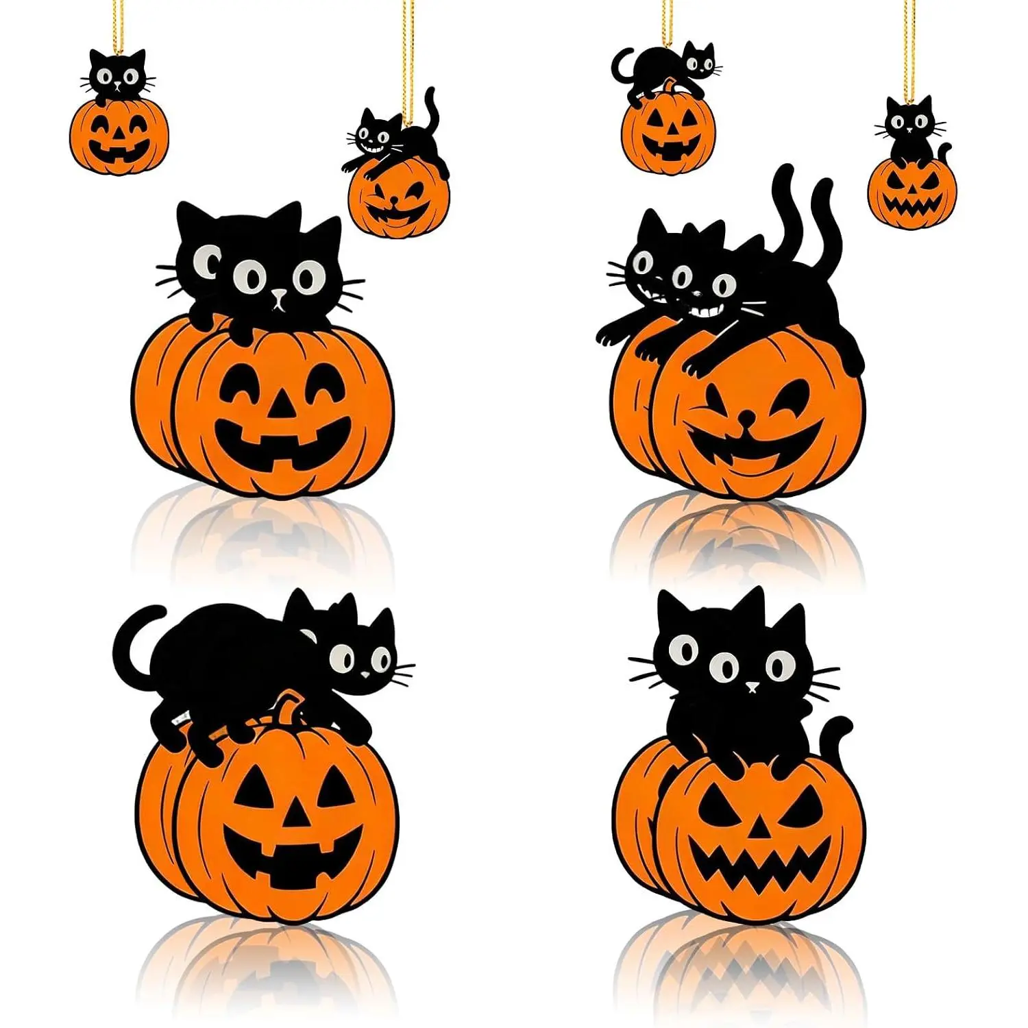 Halloween Thanksgiving Tree Ornament Decorations Double  Halloween Fall Thanksgiving Cute Black  Pumpkin Decorations for  Holiday Party  Indoor Decor 8 count