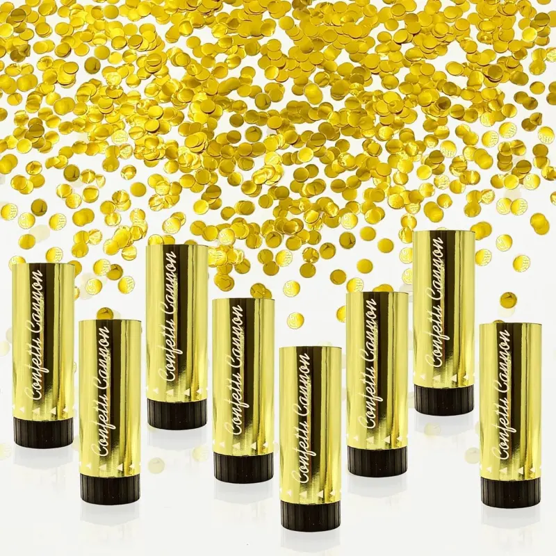 8 Pack Metallic Dot Confetti Cannons, Handheld Confetti Cannons, Party Decorations for Wedding, Birthday, Graduation & New Year Celebrations
