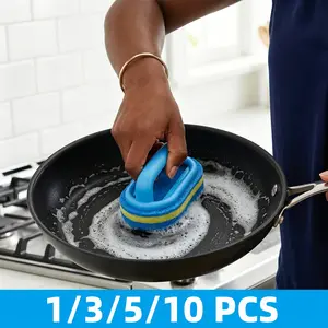 1/3/5/10 Pcs Thick Natural Sponge Cleaning Brush, Handheld Cleaning Sponge Brush, QuickDrying And Gentle, Durable And Lint-free, Cleaning And Decontamination, Suitable ForCleaning Multiple Surfaces, Including Kitchen, Bathroom, Swimming Pool