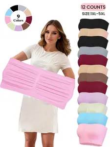 【Plus Size】solid Color Bandeau Bra, Casual Comfortable Breathable Bra for Daily Wear, No Padding,Women's Plus Size Lingerie for All Seasons, Straplessbra
