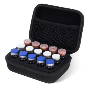 Peptide Vial Storage Case, Insulin Fridge Holder Storage Case Protector Holder Insulin Cooler Travel Case Organizer Fits Standard 10ml U-100 Vials,15-Slot,Black