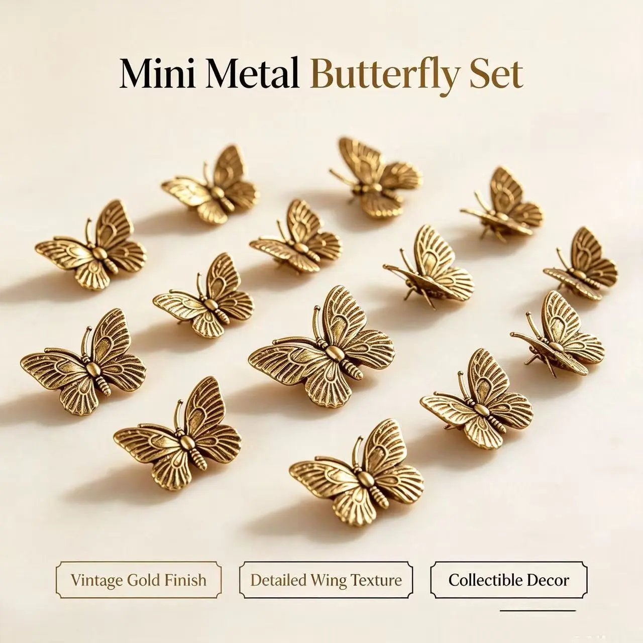 10 Brass Butterfly Ornaments, Mini Tea Pets, Small Decorative Items, Elegant Home Décor, Perfect for Gift Giving, Durable & Stylish Design