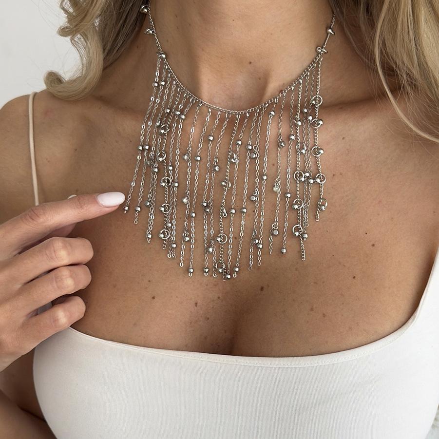 INS Sweet Cool Style Long Tassel Beaded Necklace – Lightweight Luxury Fashion Fine Chain Clavicle Accessory