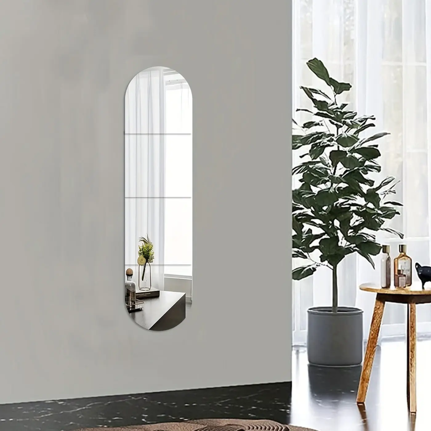 High-Definition Scratch-Resistant Acrylic Full-Length Mirror, Self-Adhesive Shatterproof, Wall-Mounted Mirror Sticker, Unique Wall Decor, 47.24/31.4-Inch