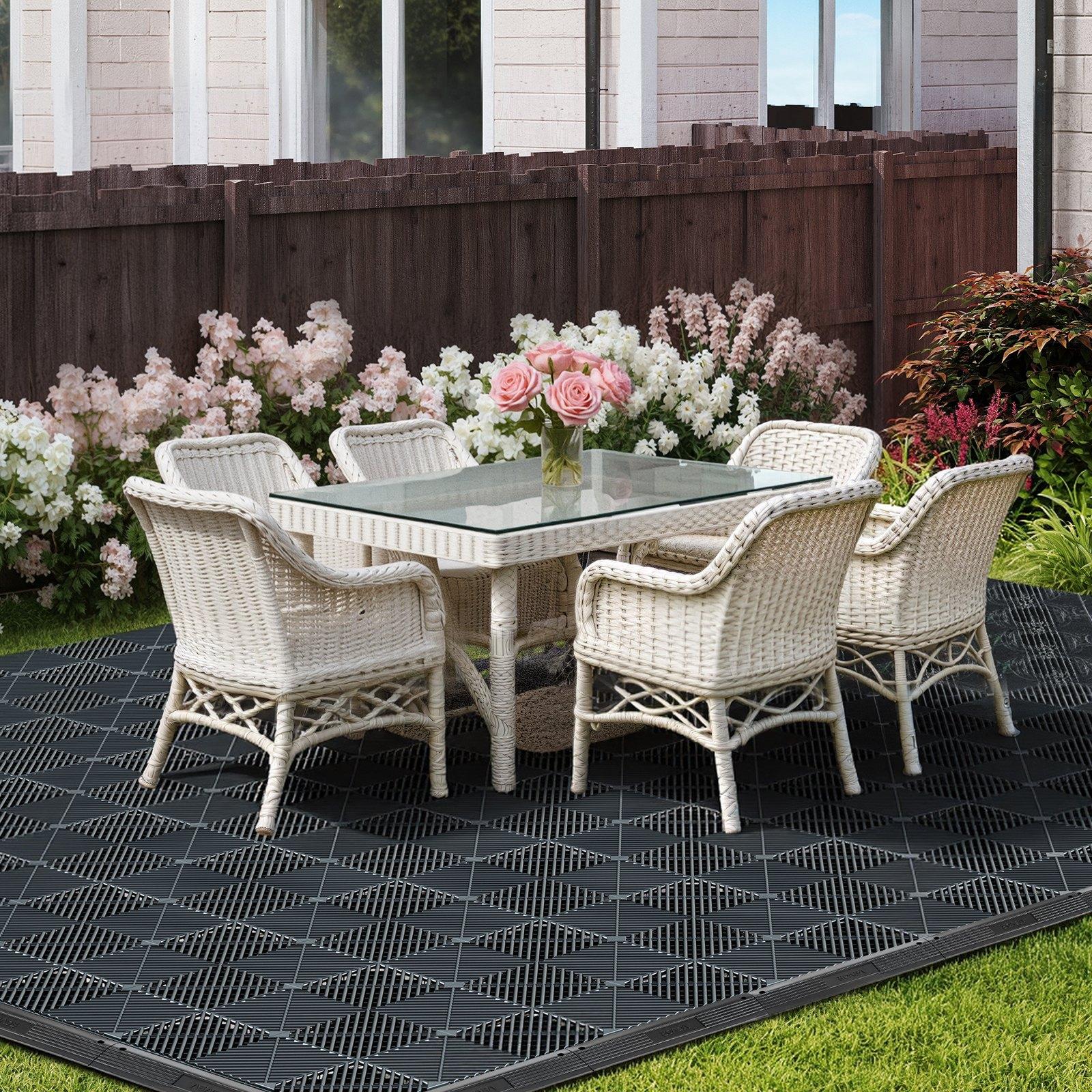 VEVOR Transition Edge Kit, 11-Piece, Durable PP Interlocking Modular Garage Floor Edging, Easy Installation, Edge Protection for Wet Area Restaurant, Only Compatible with VEVOR Drainage Mats, Black