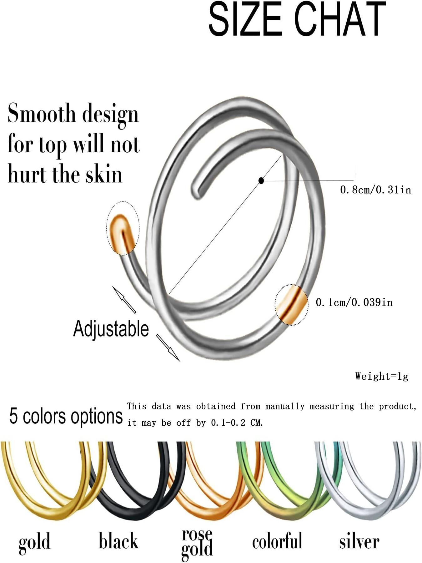 Casual 5pcs Colorful Stainless Steel Double Hoop Nose Rings, Nose Cuff, Nose Piercing Jewelry For Women And Men, Fashionable Body Jewelry Gift For Any Occasion