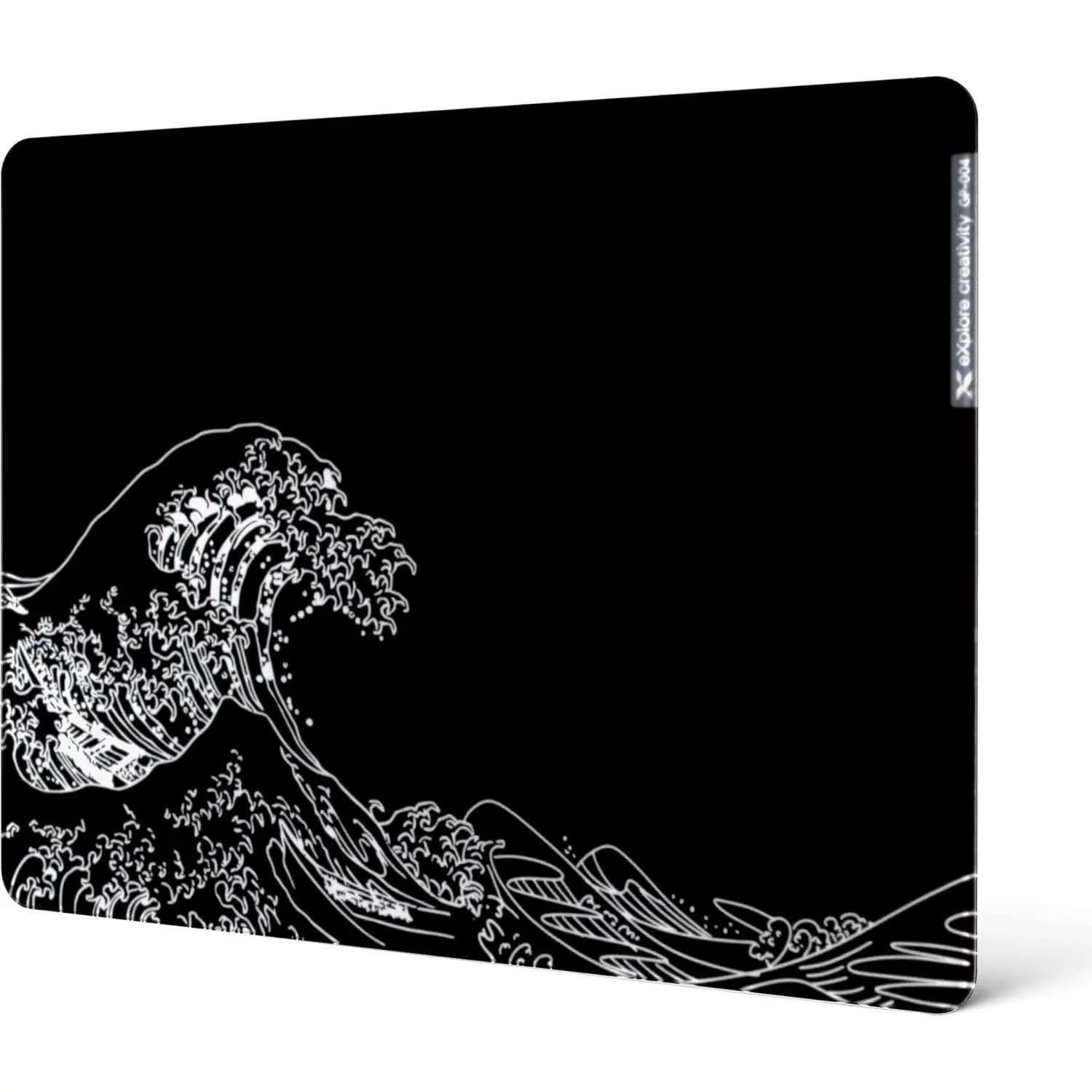 XVX Black Kanagawa Glass Gaming Mouse Pad 4.0, Hard Ultra-Smooth Etched Surface Mat with Non-Slip Rubber Base, 410x310mm Gamer Stuff for Modern Gaming Mouse