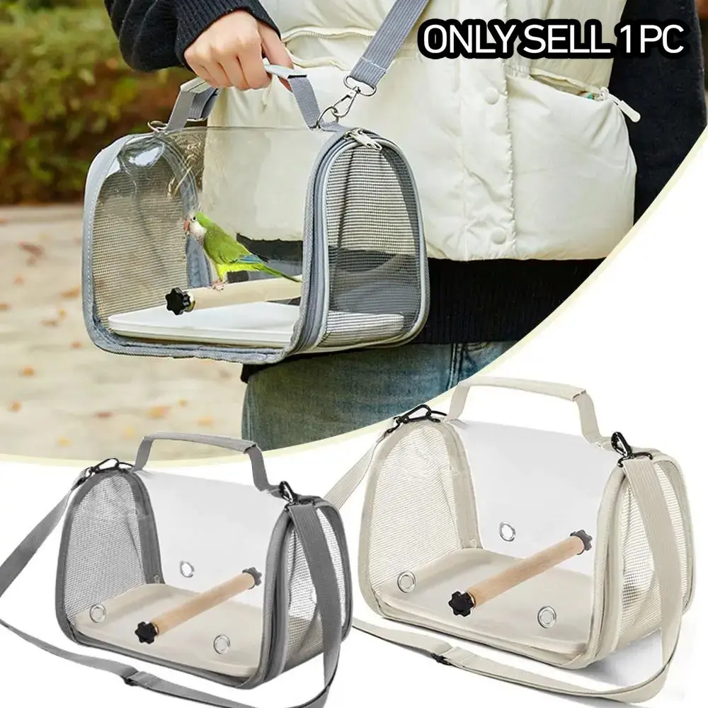 Parrot Travel Bag with Bird Stand, Small Pet Transport Case, Breathable Transparent Parrot Cage, Outdoor Bird Backpack