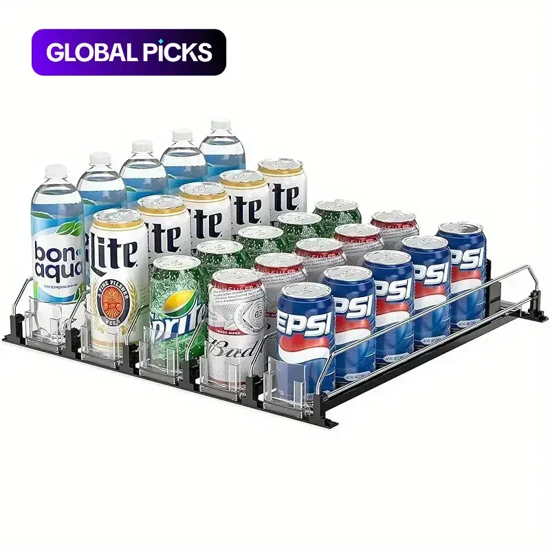 Refrigerator Self-Pushing Beverage Dispenser, Adjustable Beverage Slide Organizer for Fridge, Fridge Organization, Fridge Organizers and Storage, Refrigerator Storage Accessories, Easy-to-Clean Drink Dispenser for Pantry and Kitchen #GLOBAL PICKS