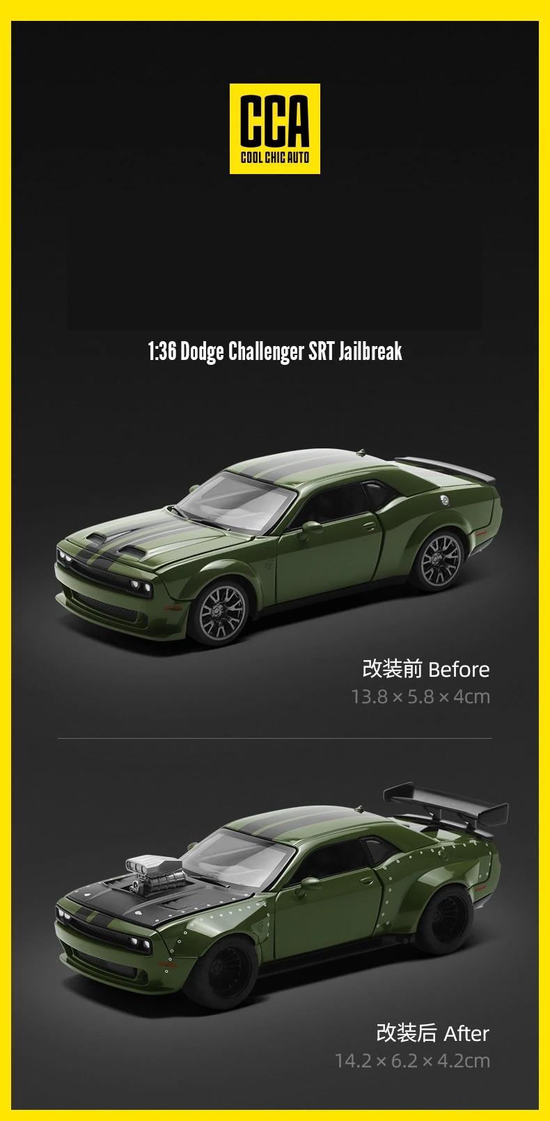 1/36 Dodge Challenger SRT Hellcat Jailbreak Assembled Modified Toy Car Model Diecast Alloy Miniature Free Wheels Collection Gift