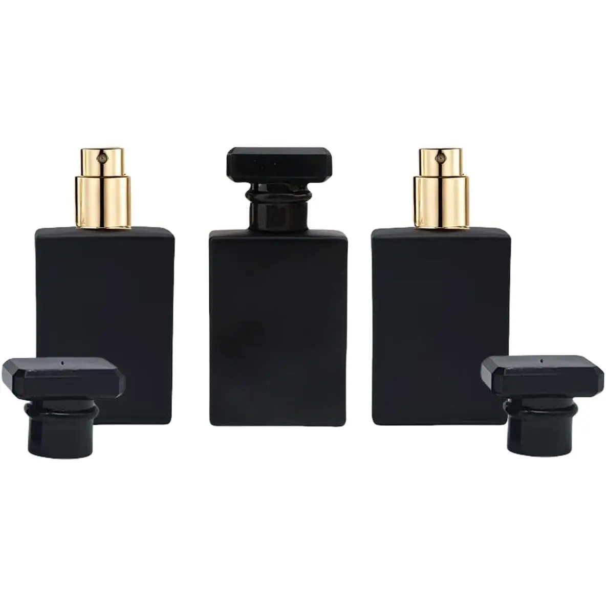 3 count 30ml Empty Perfume Bottles, Glass, Square Black,  Sprayers | Bold Refillable Atomizers Add a Warm Accent for  Decants, Essential Oils,  Displays,  Sets and Daily Use