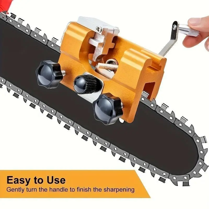 Quick Sharpen Hand Crank Chainsaw Chain Grinder, Portable Durable Universal Sharpener, Chain File, Compatible with Electric & Gas Chainsaws
