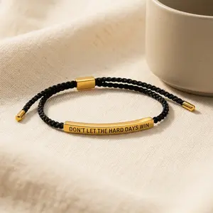 Braided Rope Inspirational Bracelet, Don't Let The Hard Days Win, Adjustable Size, Daily Reminder Jewelry For Anxiety & Mental Health Support -YY0