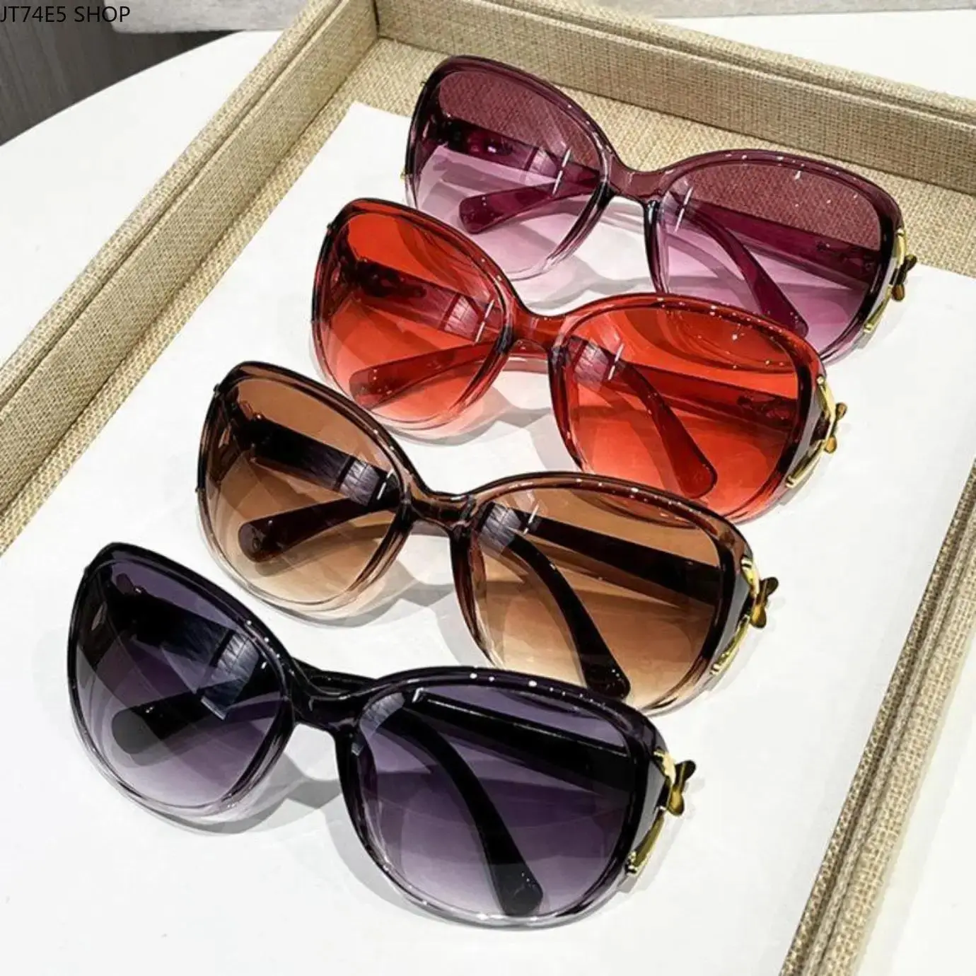 Women's 4‑Pack Oversized Round Tortoiseshell Blue Light Glasses, Lightweight Non‑Prescription Frames, Pink & Purple Tinted Polarized Lenses for Driving & Daily Wear