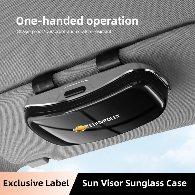 Car Sun Visor Glasses Case Holder Storage Box, Car Interior Storage, for Driver and Passenger in Car For Chevrolet Corvette TrailBlazer Silverado Traverse Camaro Suburban Equinox Bolt Cruze Malibu Colorado