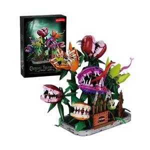 1266+pcs Human-eating Flower Model Piranha Plant Building Blocks Set-Premium Collectible Display Toy for Home Decoration, Birthday Gifts Small Particle Splicing/ Christmas/Birthday/Halloween/Valentine's Day/New Year's Day/Spring Festival Present