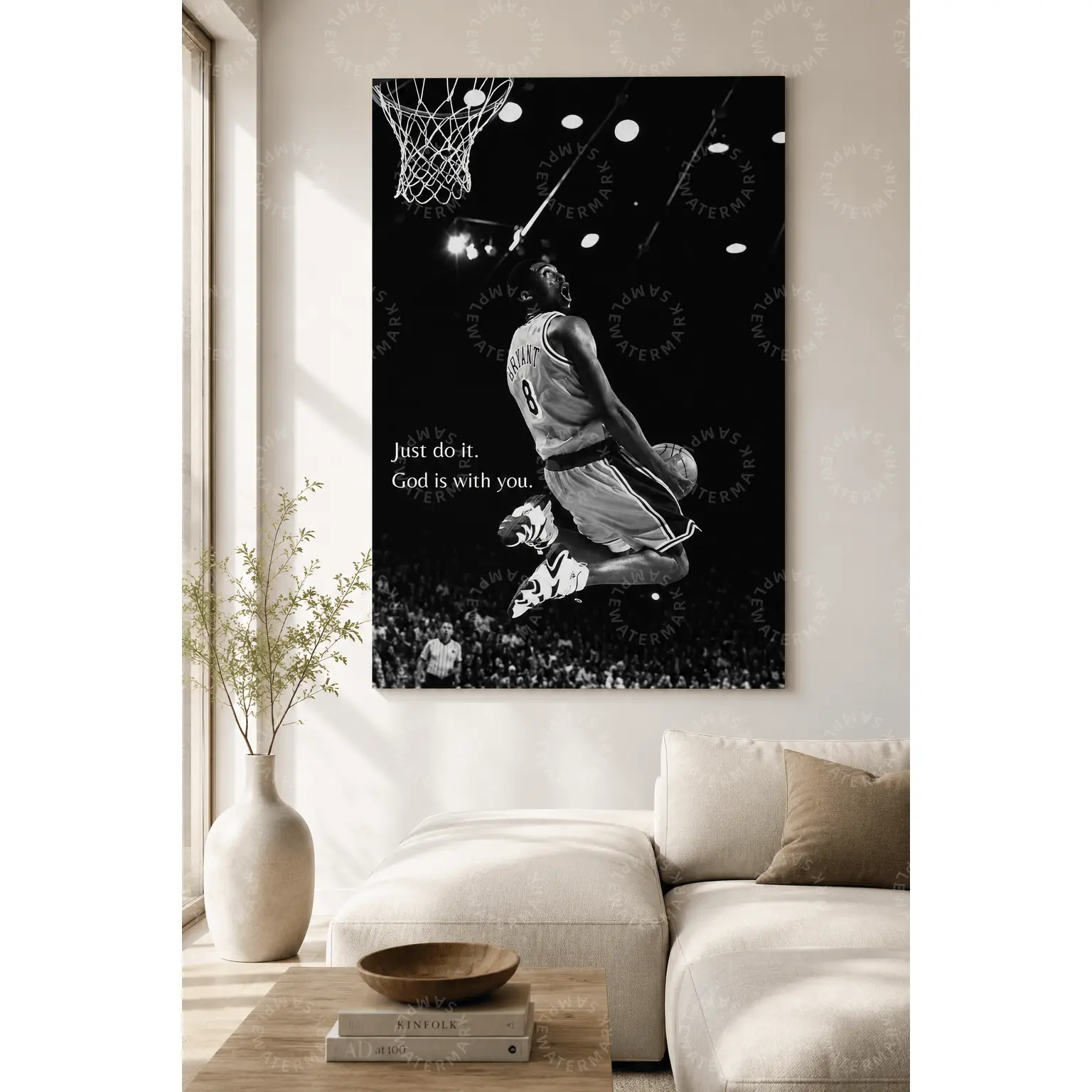Black and White Basketball Dunk Canvas Poster, Motivational Sports Wall Art, Inspirational Athlete Aesthetic Poster for Bedroom Wall Art, Living Room Decor, Office Wall Art, Teen Room Decor, Gift