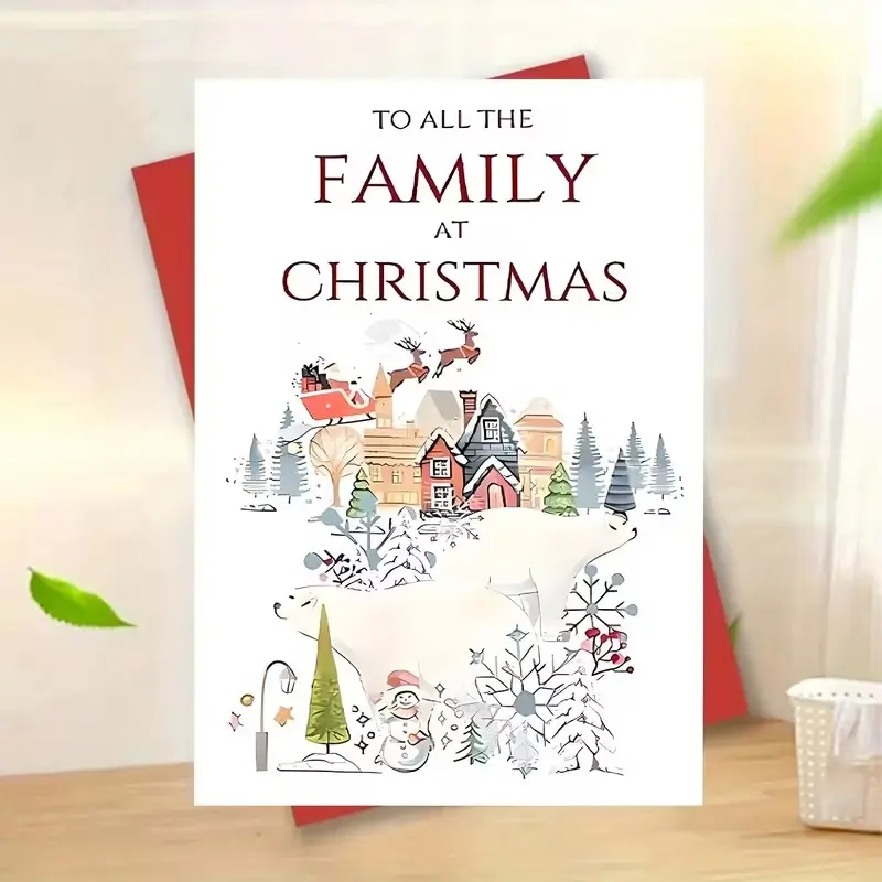 1 SET of charming Christmas cards, with envelopes. High-quality paper. Christmas snowman design. Christmas cards suitable for all families. Christmas gifts