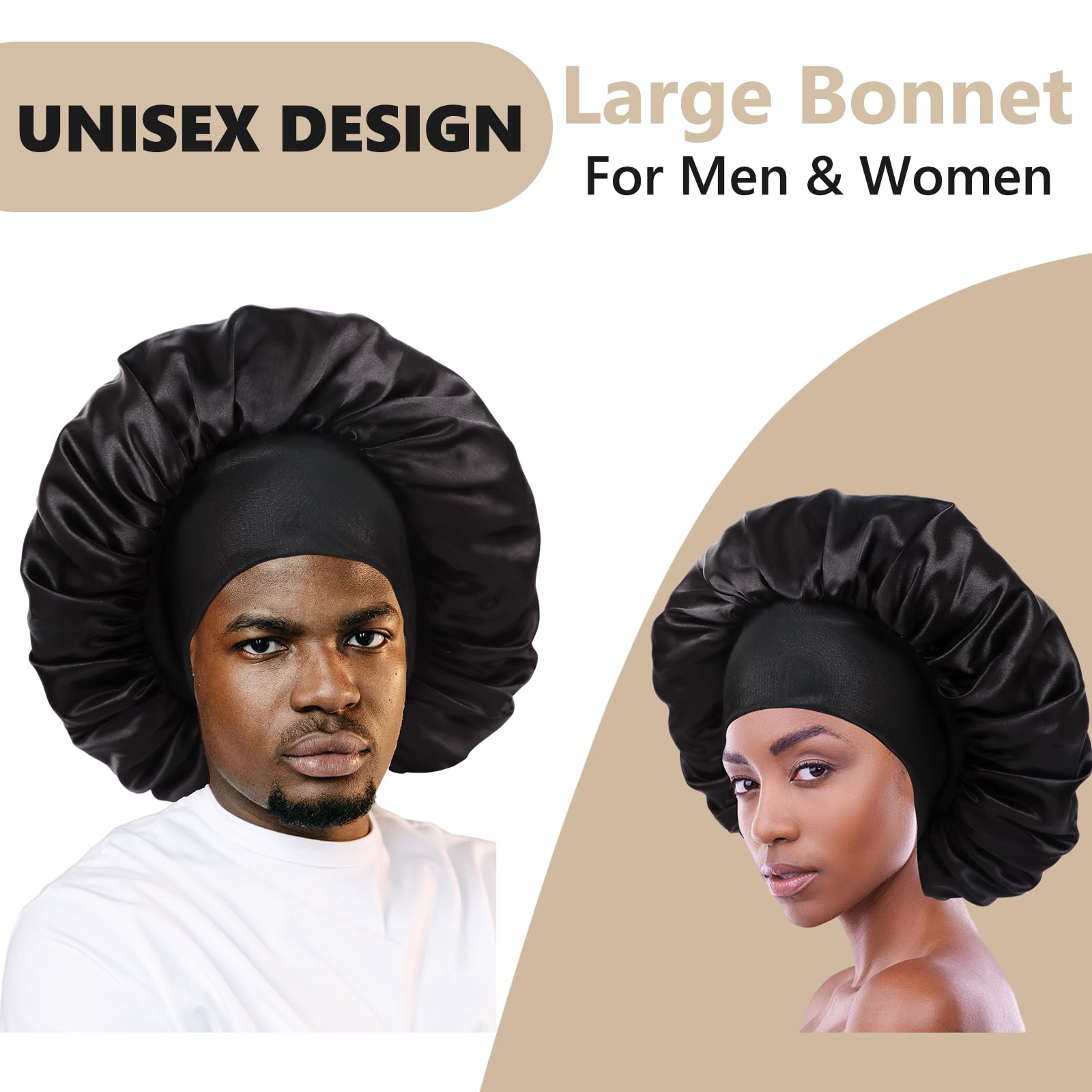 Double Layer Reversible Satin Sleep Bonnet for Men – Perfect for Sleeping, Makeup & Curly Hair Care – Ideal Back to School Accessory for Comfort & Style