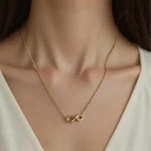 Simple Infinity Symbol Pendant Necklace Trendy Gold Color Stainless Steel Jewelry Fashion Women Accessories Kpop Necklace