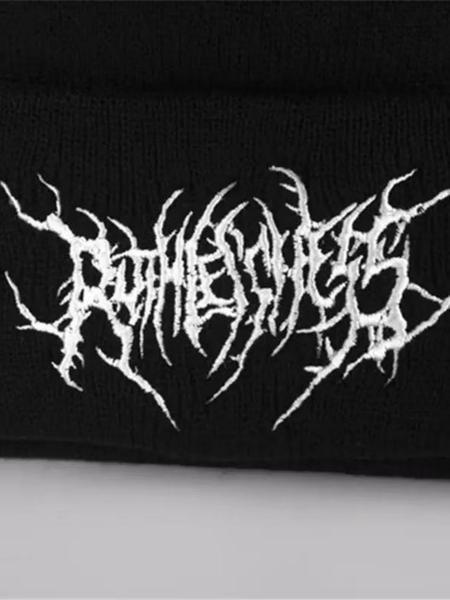 Solid Color Embroidered Gothic Street Punk Knitted Hat – Warm Ski Cap for Autumn and Winter, Unisex Couple Style, Soft Comfortable Cold Weather Headwear, TikTokShopBlackFriday design baseball Assorted Acrylic Knit Beanie Set skull adjustable casual wear
