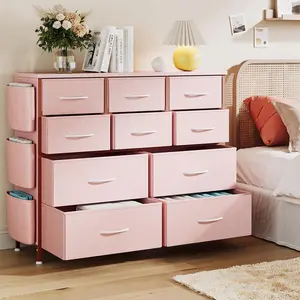 10 Drawer Dresser for Bedroom, Fabric Dressers & Chests of Drawers with Side Pockets, Chest of Drawers for Closet, Living Room, Closet, Hallway