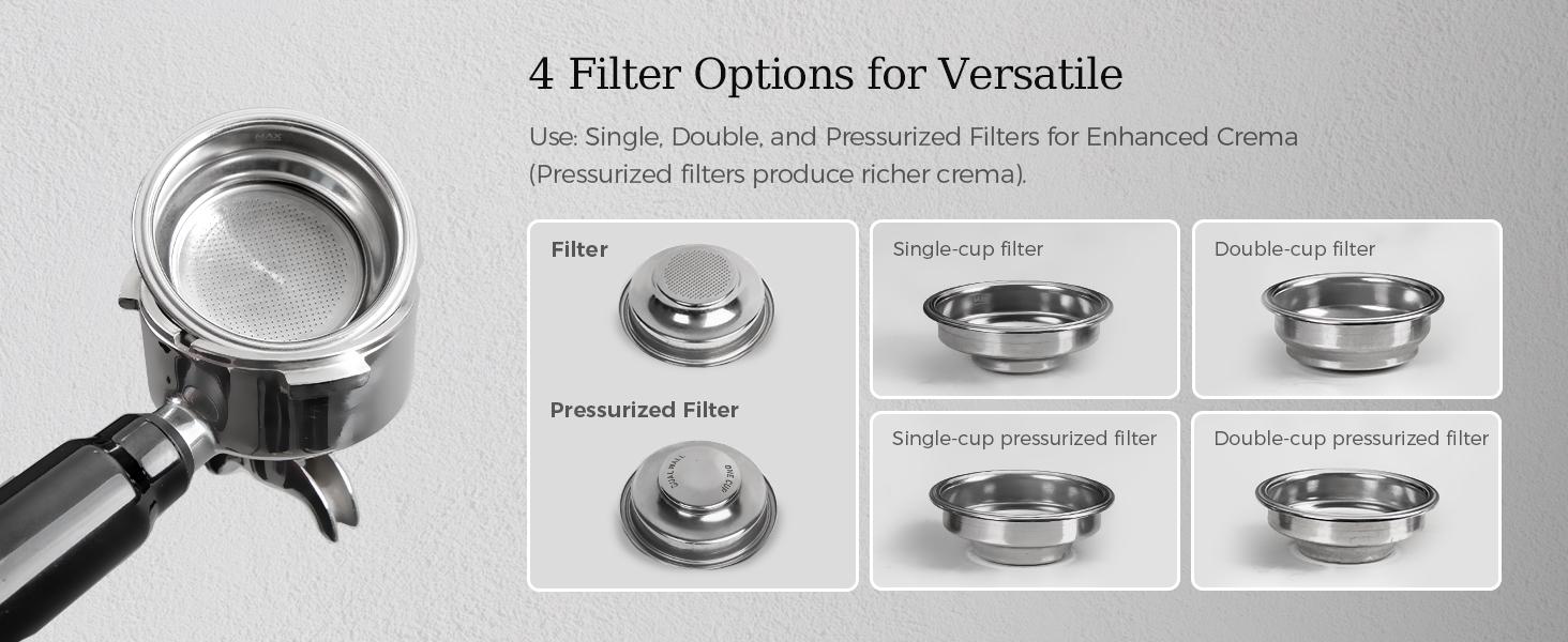 Kismile 20 Bar Automatic Espresso Maker with Milk Frother Steam Wand, Removable Water Tank for Latte & Cappuccino, Professional Coffee Machine for Home (Stainless Steel)