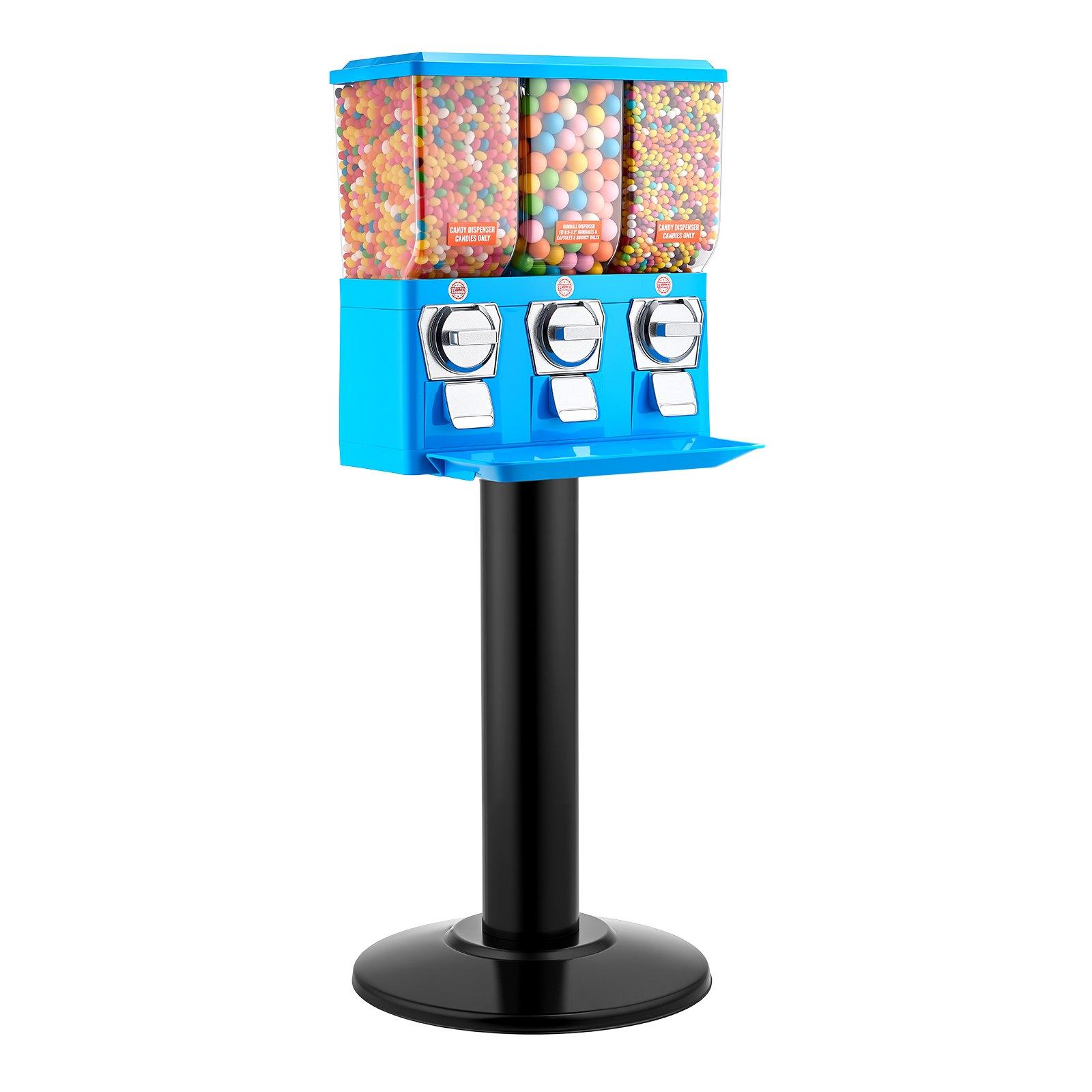 VEVOR Candy Vending Machine, Triple Compartment Candy Vending Machine with Stand, Gumball & Candies Vendings Machines with Built-In Cash Box, Detachable, Vintage Candies Dispenser for Shops, Arcades