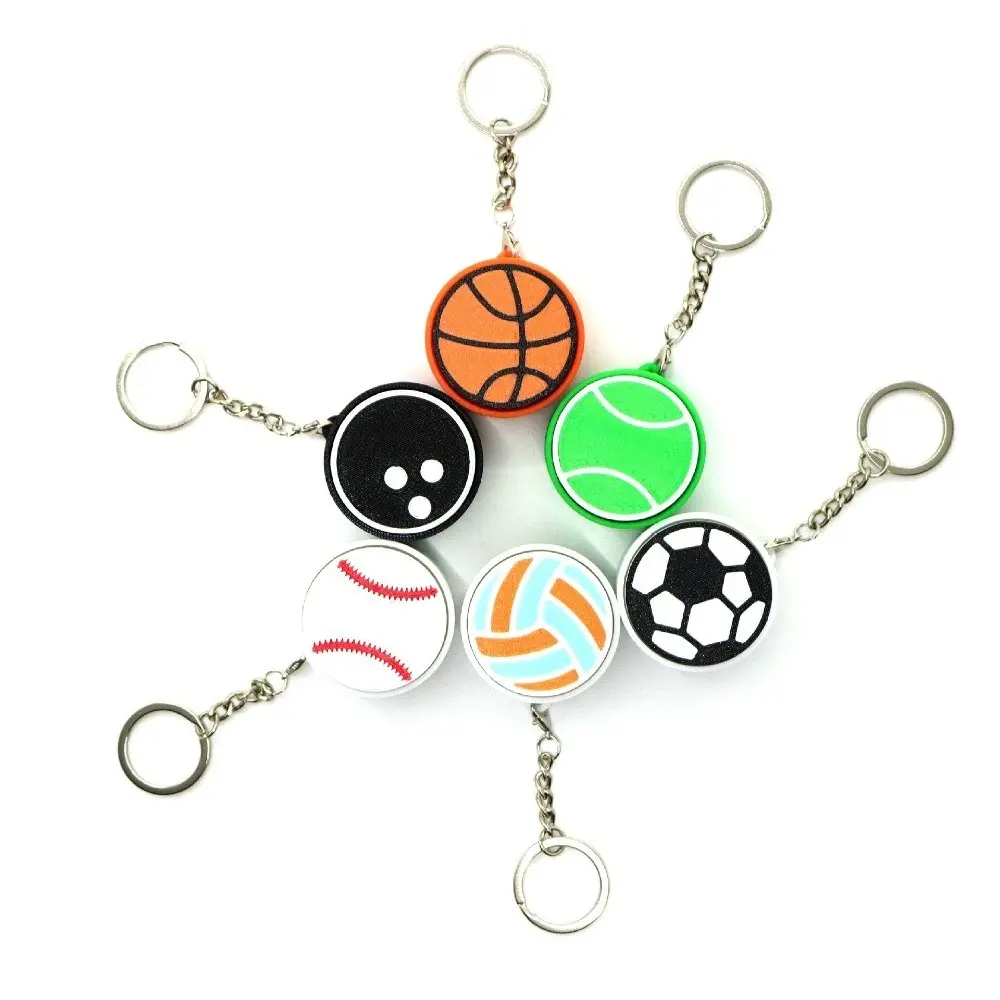 3D Printed Sports Balls Clicker Key Chain Sport Theme Cartoon Sensory Clicker Football Tennis Basketball Baseball