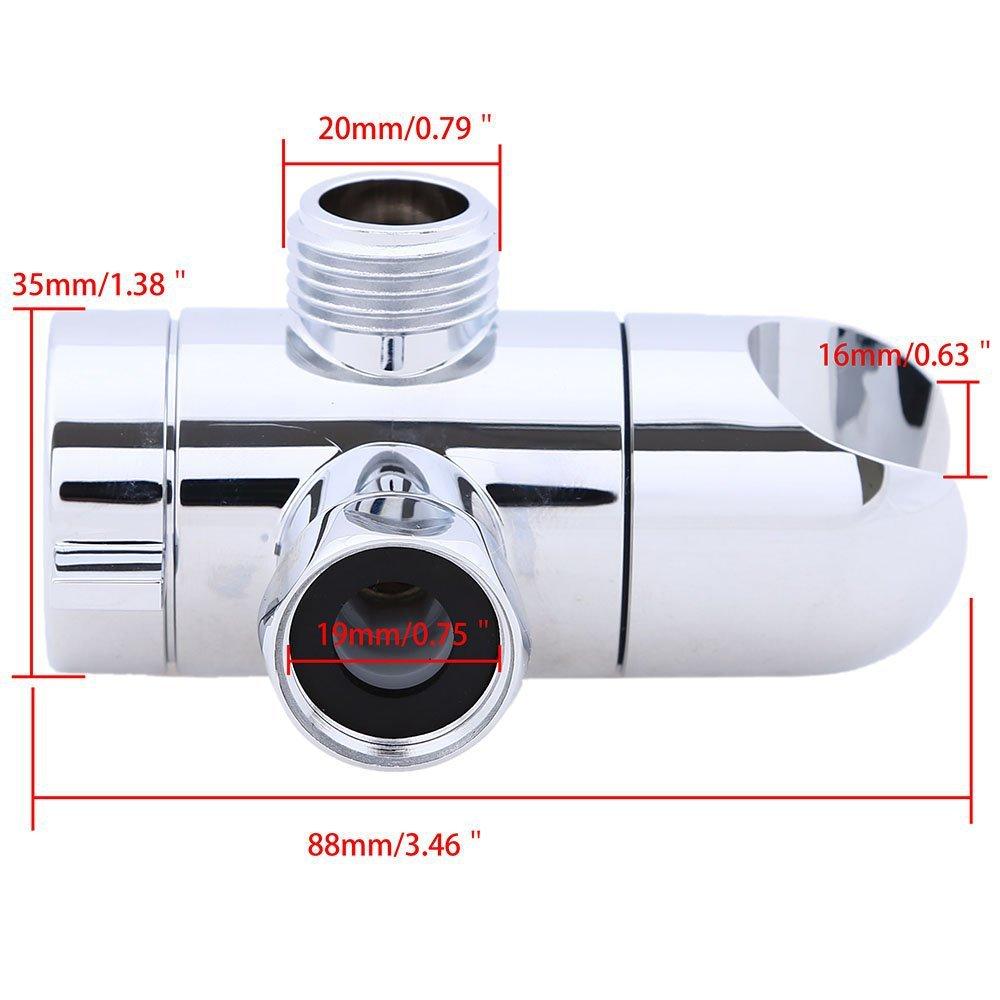 Bathroom 3-Way Diverter Socket - Faucet, Overhead Shower, and Shower Arm 3-Way Splitter & Mounting Adapter