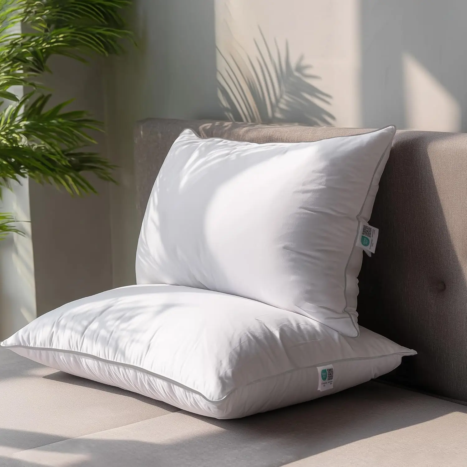 Goose Down   Pillows Set of 2, Luxury Hotel Quality Pillow, Allergy Soft Pillows with    Cover, Medium Firm, Cooling &