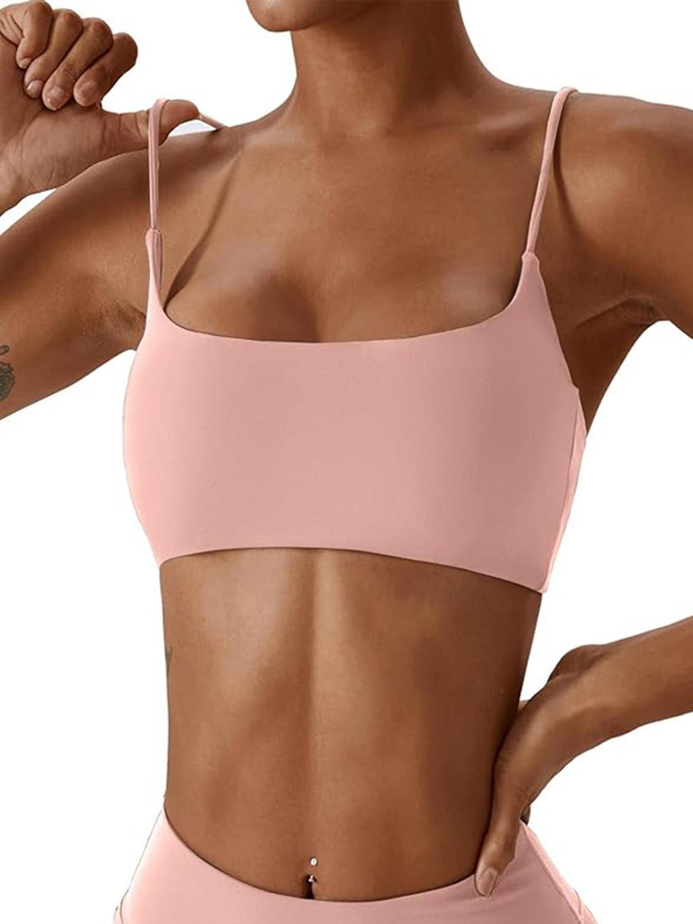 Women's Solid Wireless Sports, Breathable Comfortable Quick Drying Bra, Ladies Sportswear for Yoga Gym Wireless Sports Bras