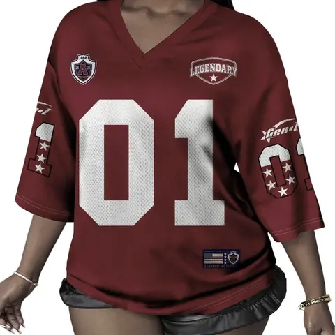 Unisex V-Neck Half Sleeve Knit Top, Quick-Dry Top, Loose-Fit Sports Shirt, Training Shirt, Number Print, Y2K Streetwear Style, Men's & Women's Apparel, Workout Tops