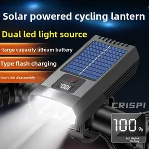 Bicycle light solar charging mountain road bike digital display waterproof multi-functional cycling light