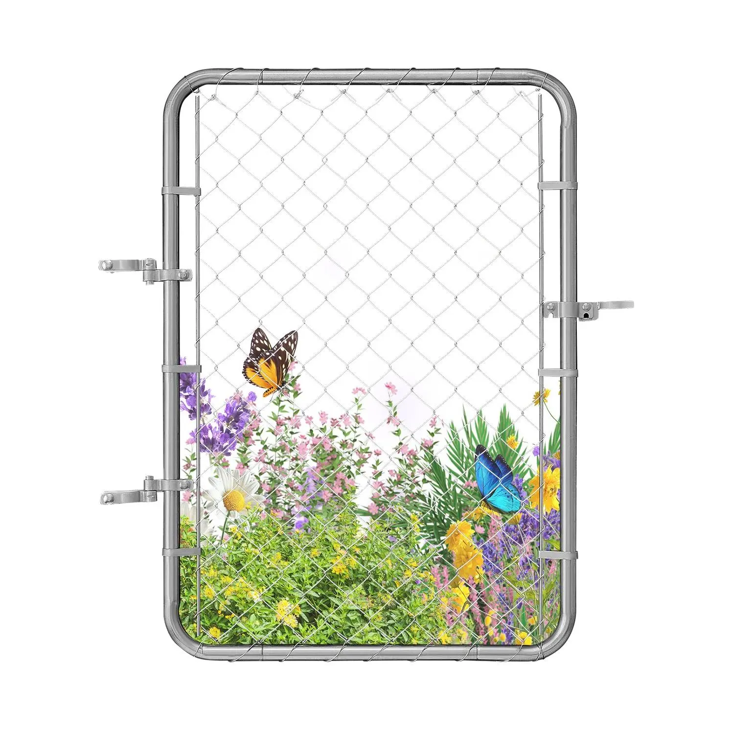 VEVOR Chain Link Fence Gate, 32x 46 in, Adjustable Chain Link Fence Panel, Fit 2-4 ft (W)x 4 ft (H) Garden Fence Gate Opening, Rust-Resistant Galvanized Fencing Gate for Farm Posts Not Included