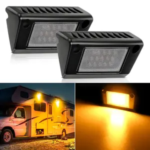 Nilight RV Exterior Light 2PCS 5 Inch Amber Beam Porch Lights Black Aluminum