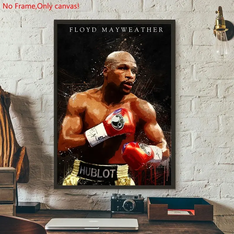 1 piece/set frameless canvas painting print poster, Classic realistic Boxing Sports star art, Floyd Mayweather, a perfect gift for mixed martial arts loves, ideal gift for bedroom, living room, dorm hallway, kitchen,s mural, wall decor